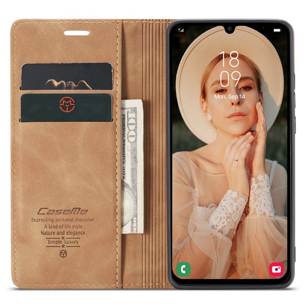 Étui portefeuille mince Samsung Galaxy A15, Marron
