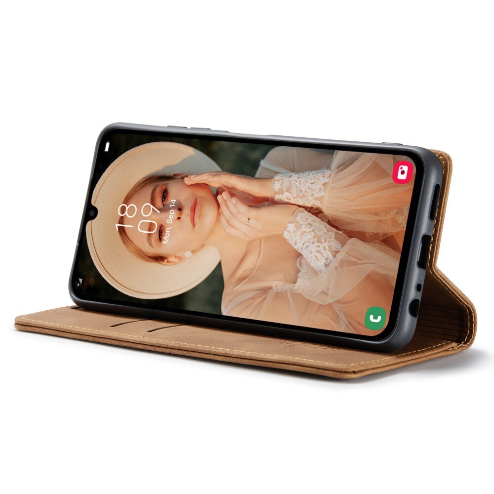 Étui portefeuille mince Samsung Galaxy A15, Marron