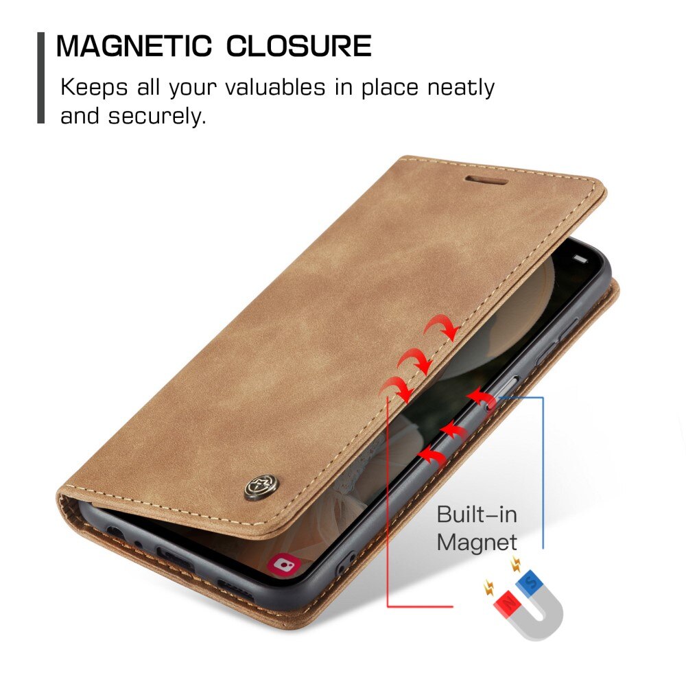 Étui portefeuille mince Samsung Galaxy A15, Marron
