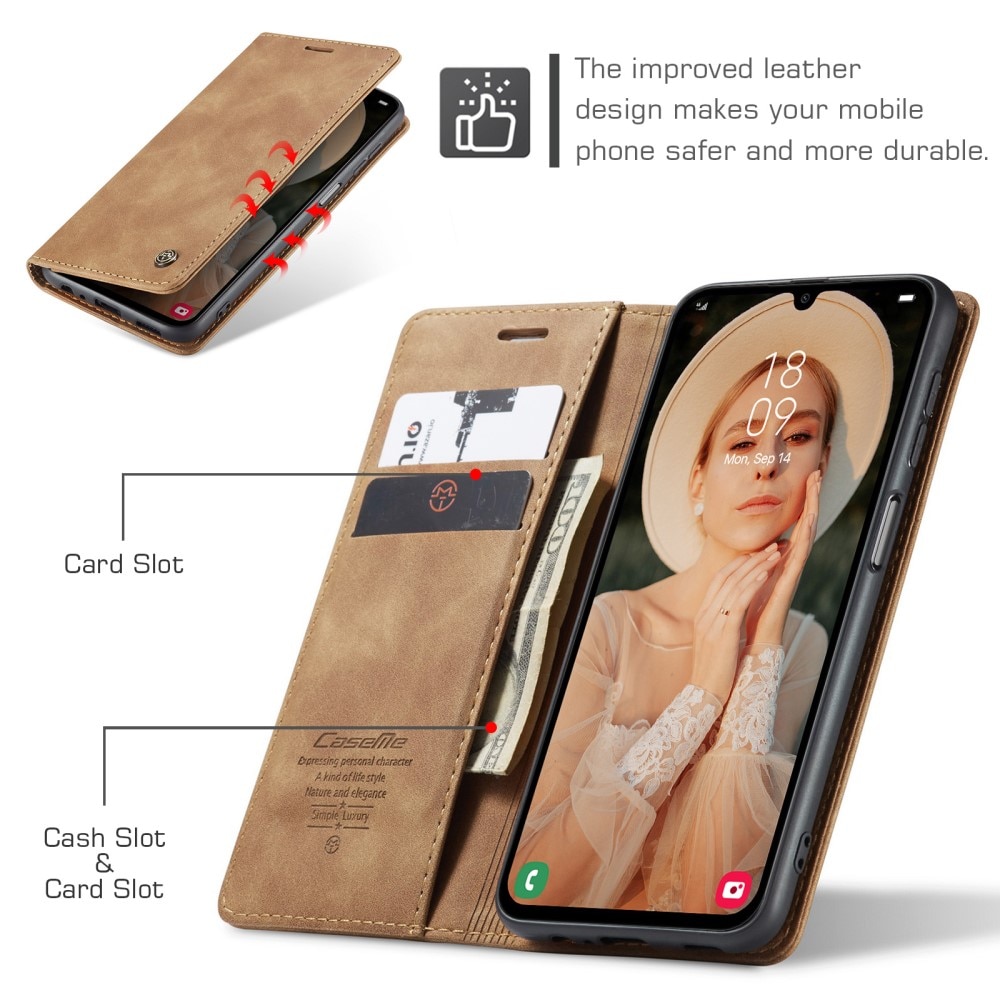 Étui portefeuille mince Samsung Galaxy A15, Marron