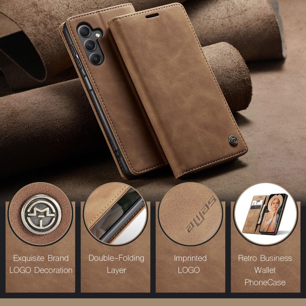 Étui portefeuille mince Samsung Galaxy A15, Marron