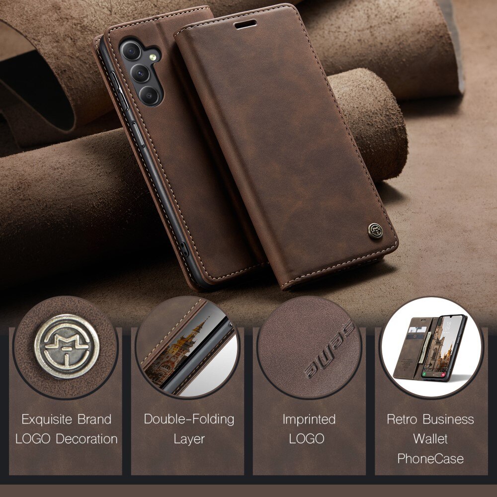 Étui portefeuille mince Samsung Galaxy A15, Marron