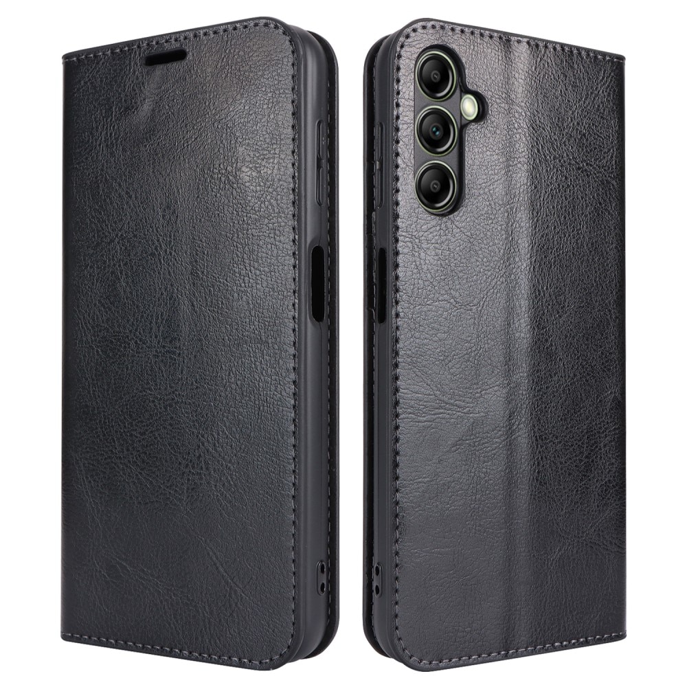 Coque portefeuille en cuir Veritable Samsung Galaxy S25 Edge, Noir