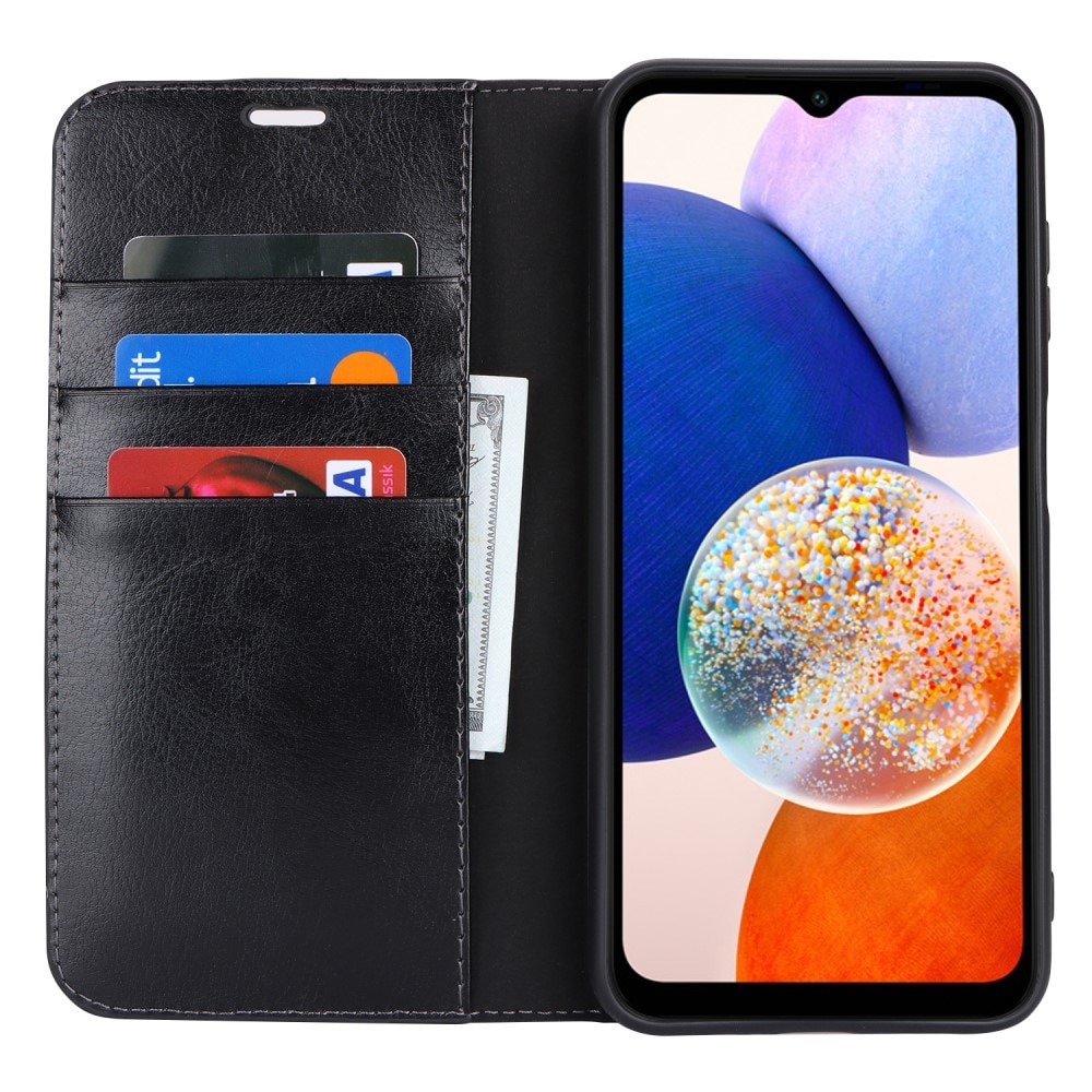 Coque portefeuille en cuir Veritable Samsung Galaxy S25 Edge, Noir