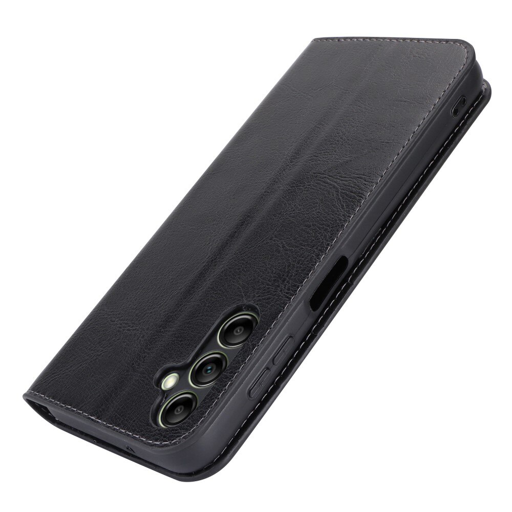 Coque portefeuille en cuir Veritable Samsung Galaxy A14, noir