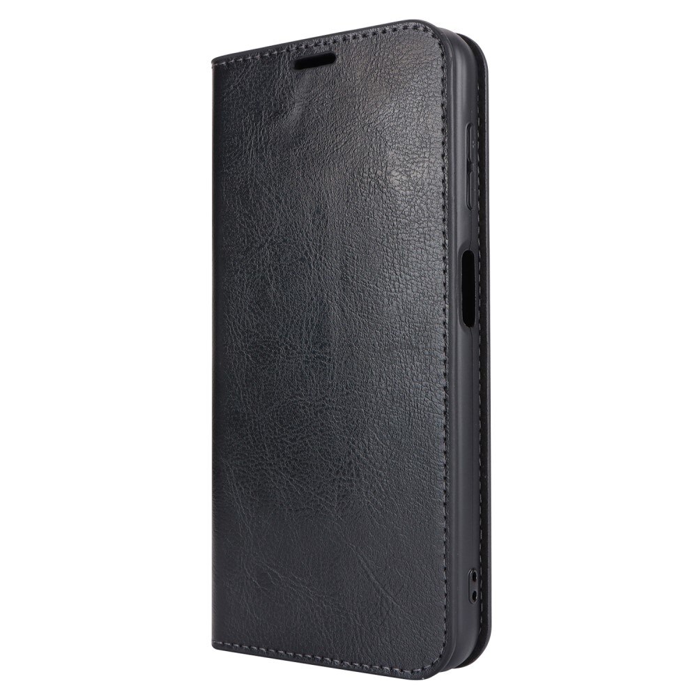 Coque portefeuille en cuir Veritable Samsung Galaxy A14, Noir