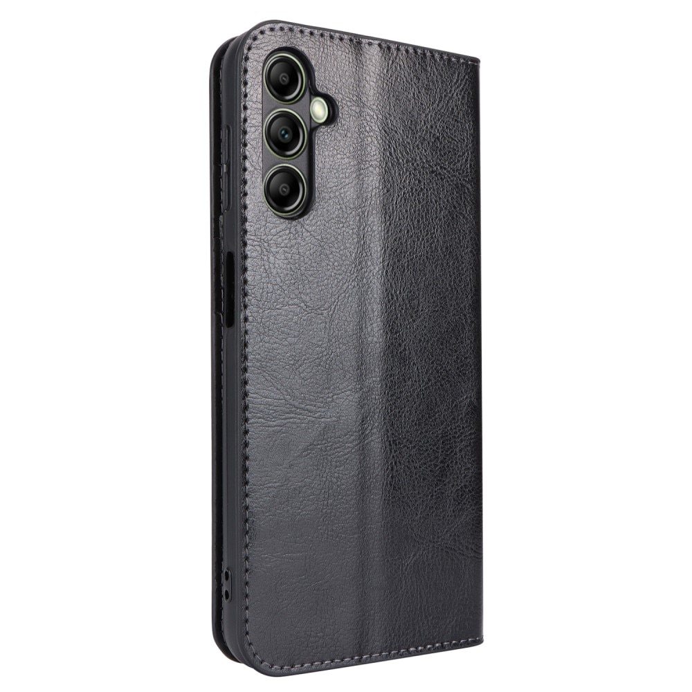 Coque portefeuille en cuir Veritable Samsung Galaxy A14, noir
