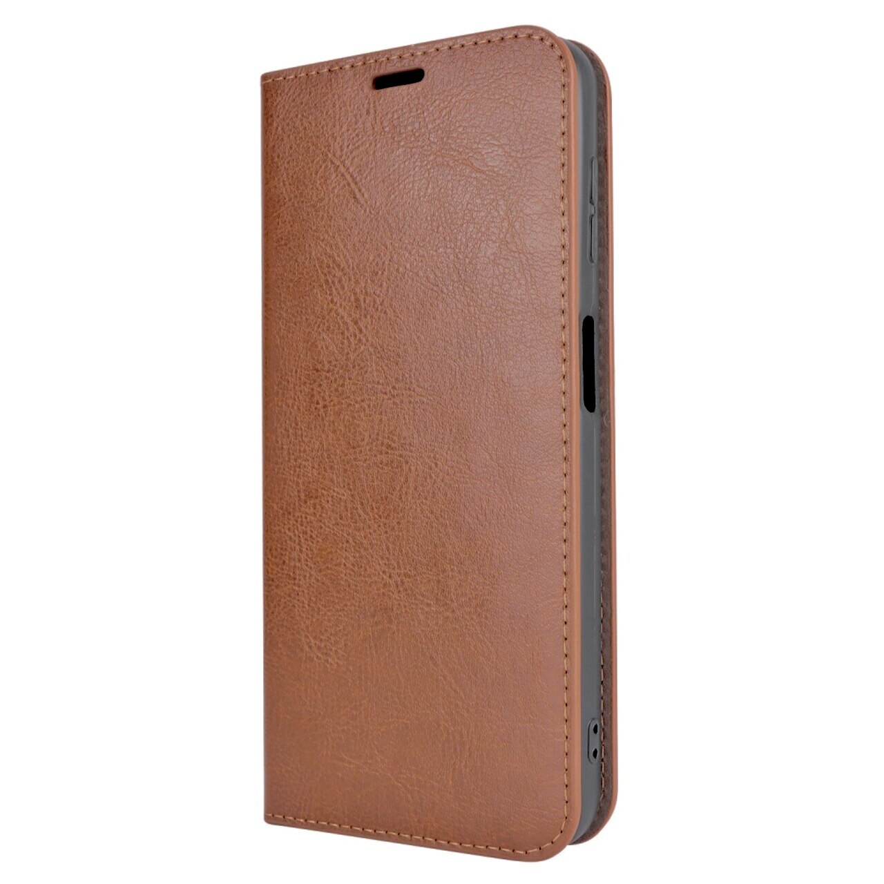 Coque portefeuille en cuir Veritable Samsung Galaxy A14, Marron