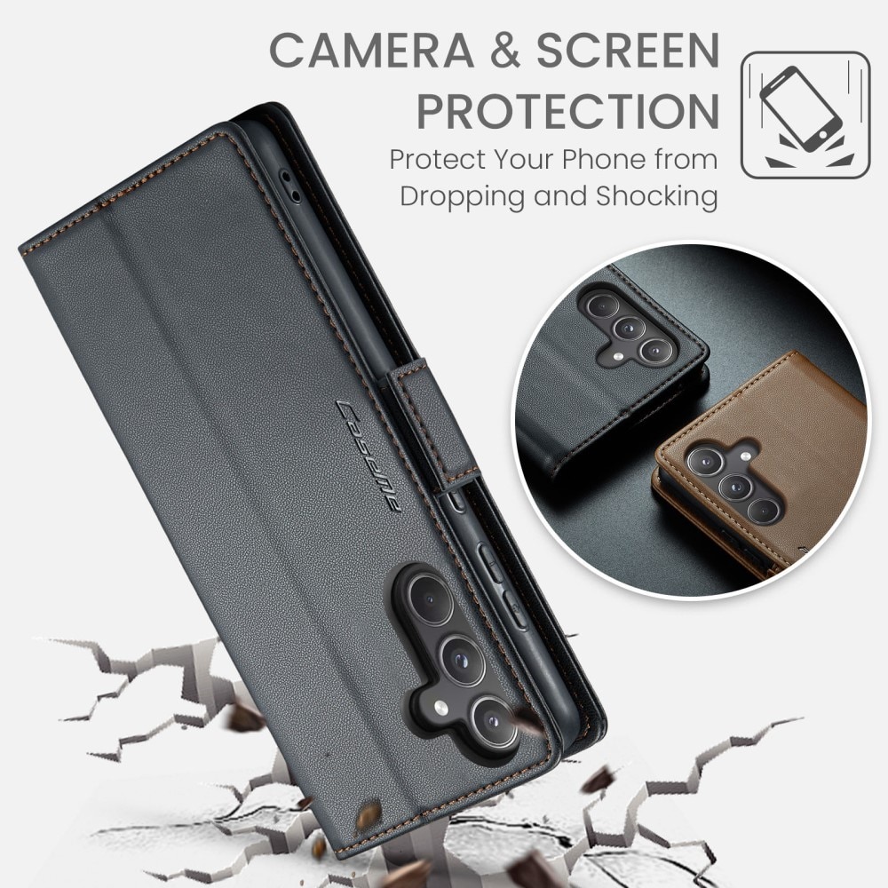 Étui portefeuille mince anti-RFID Samsung Galaxy A55, Noir