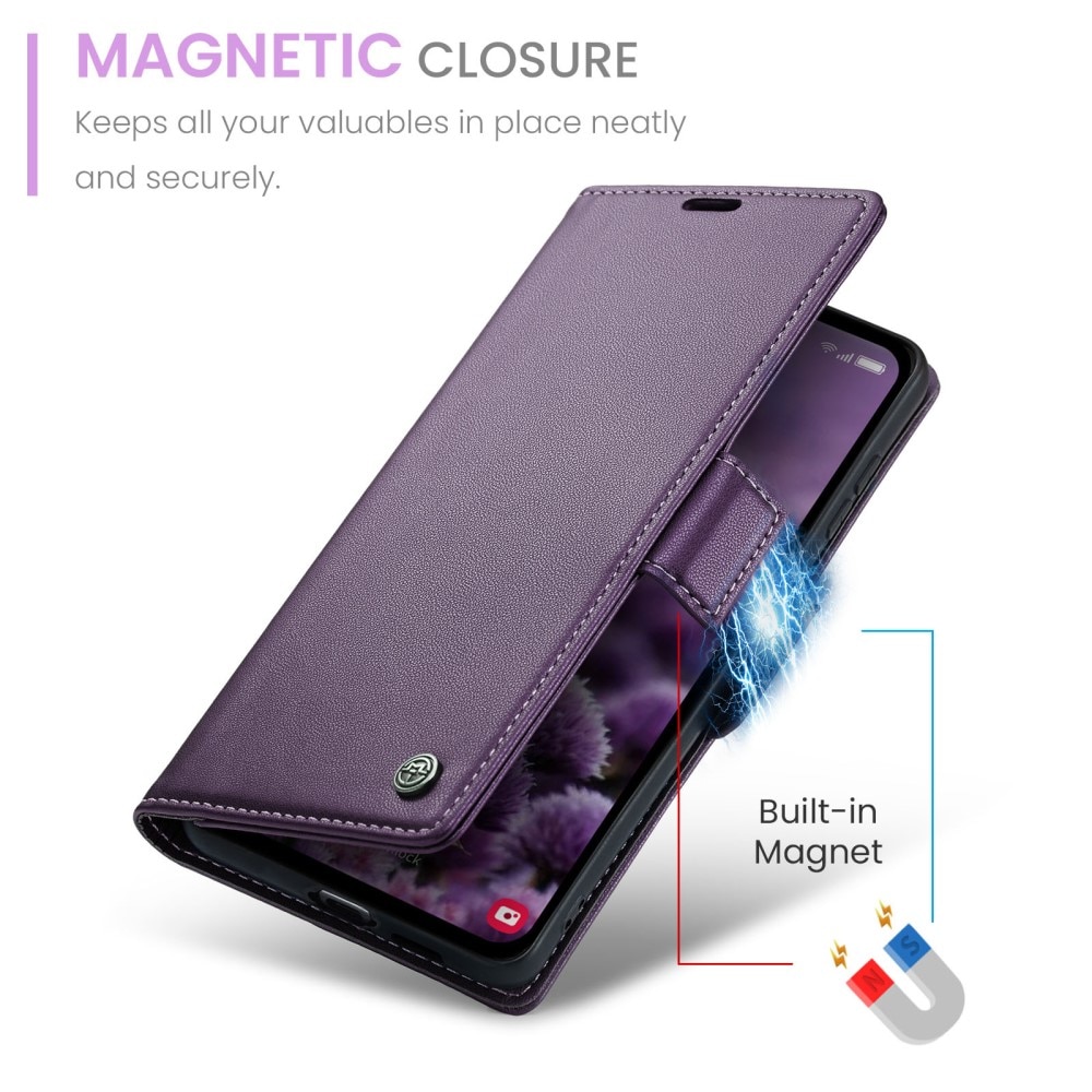 Étui portefeuille mince anti-RFID Samsung Galaxy A55, violet
