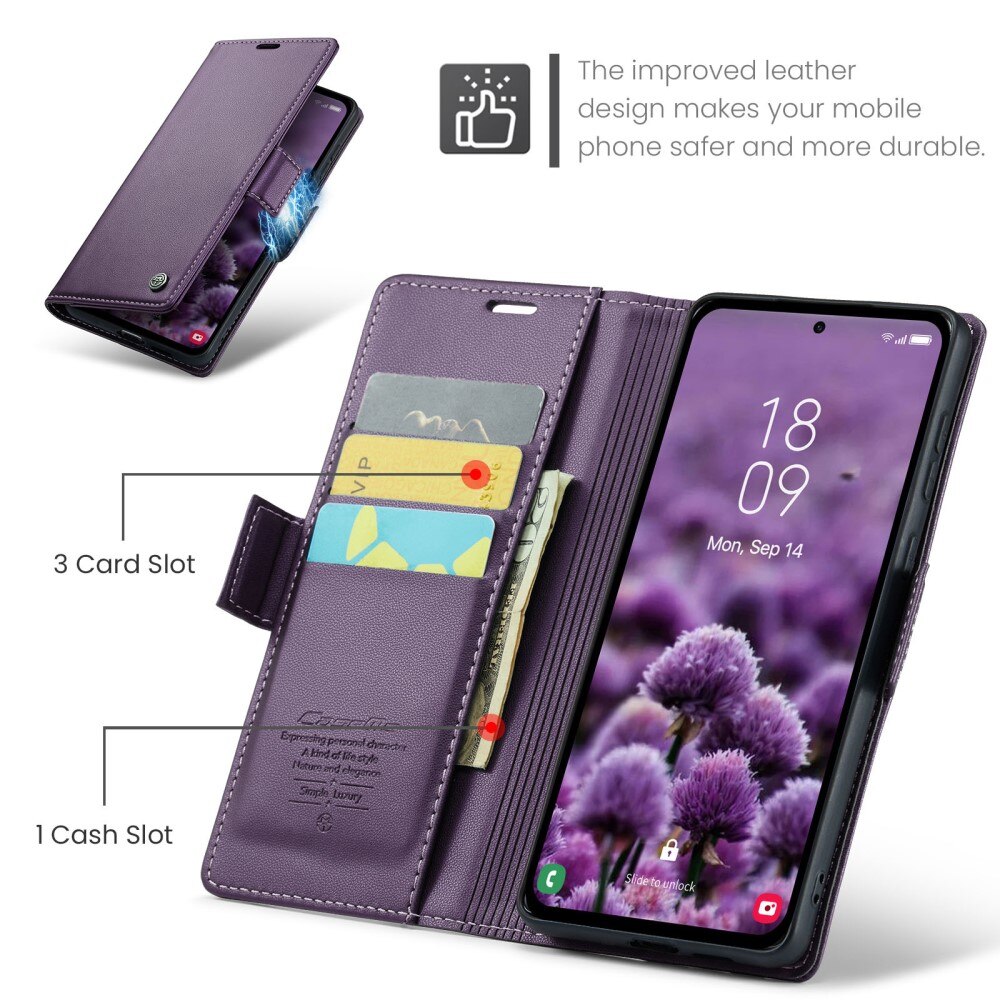 Étui portefeuille mince anti-RFID Samsung Galaxy A55, Violet