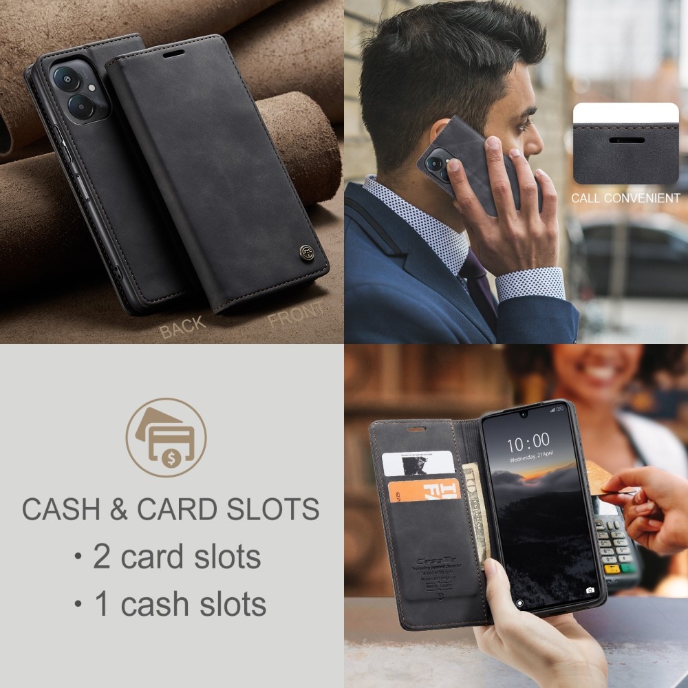 Étui portefeuille mince Xiaomi Redmi 13C, Noir
