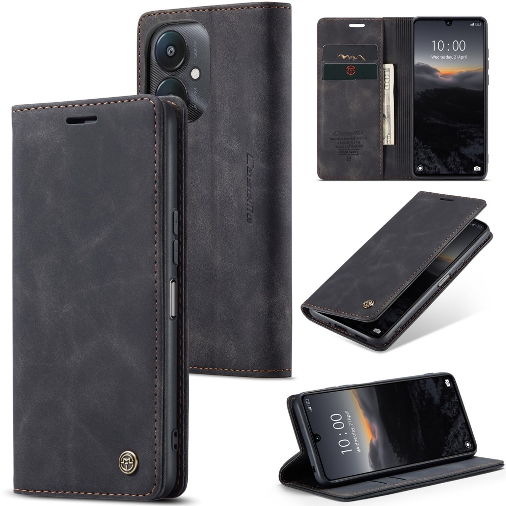 Étui portefeuille mince Xiaomi Redmi 13C, Noir