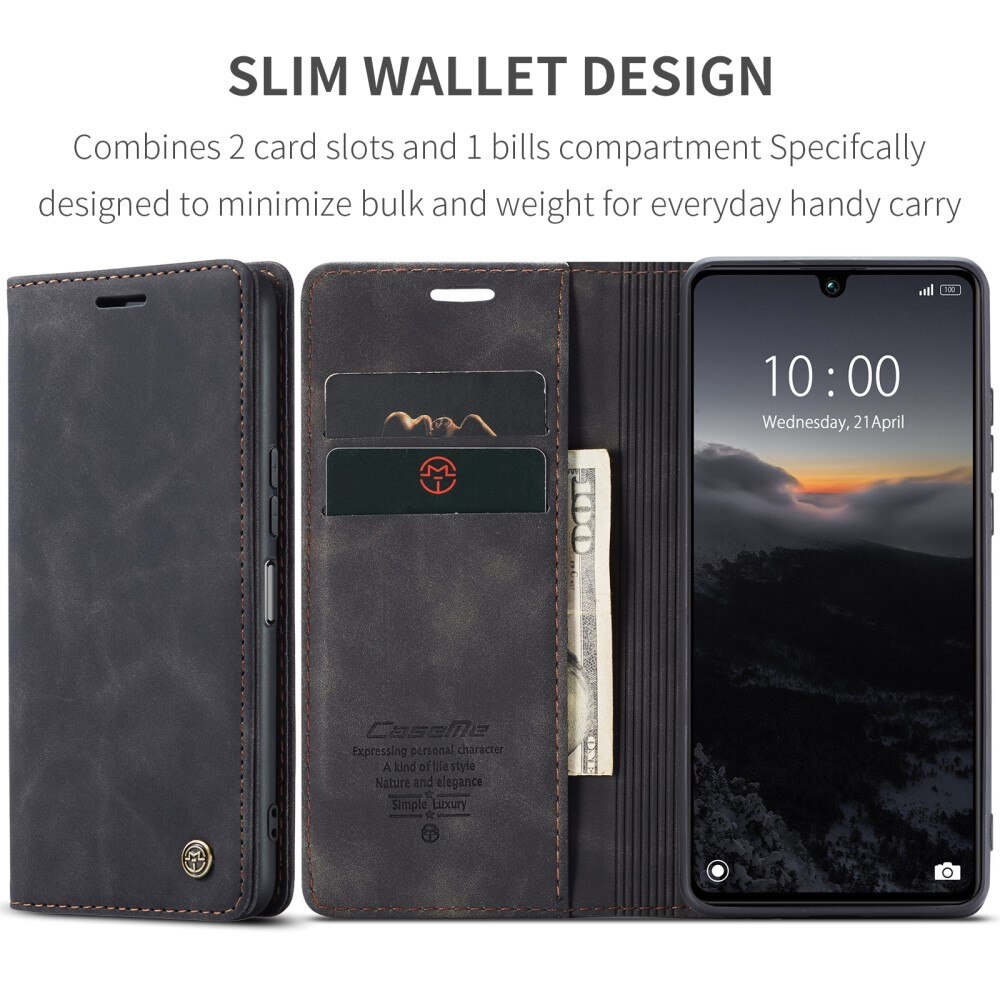 Étui portefeuille mince Xiaomi Redmi 13C, Noir