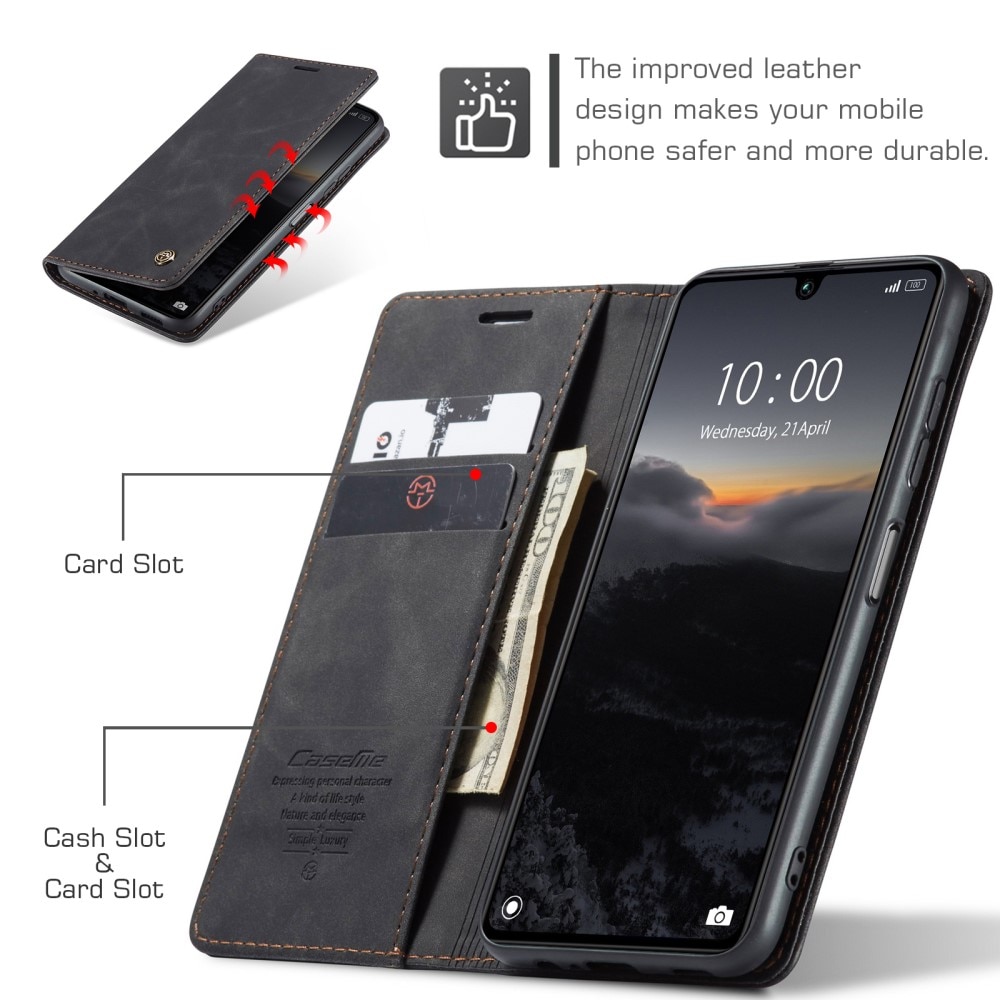 Étui portefeuille mince Xiaomi Redmi 13C, noir