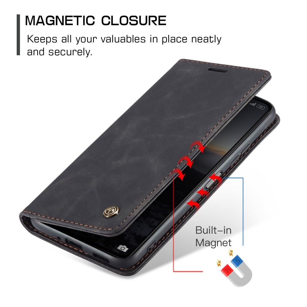 Étui portefeuille mince Xiaomi Redmi 13C, Noir