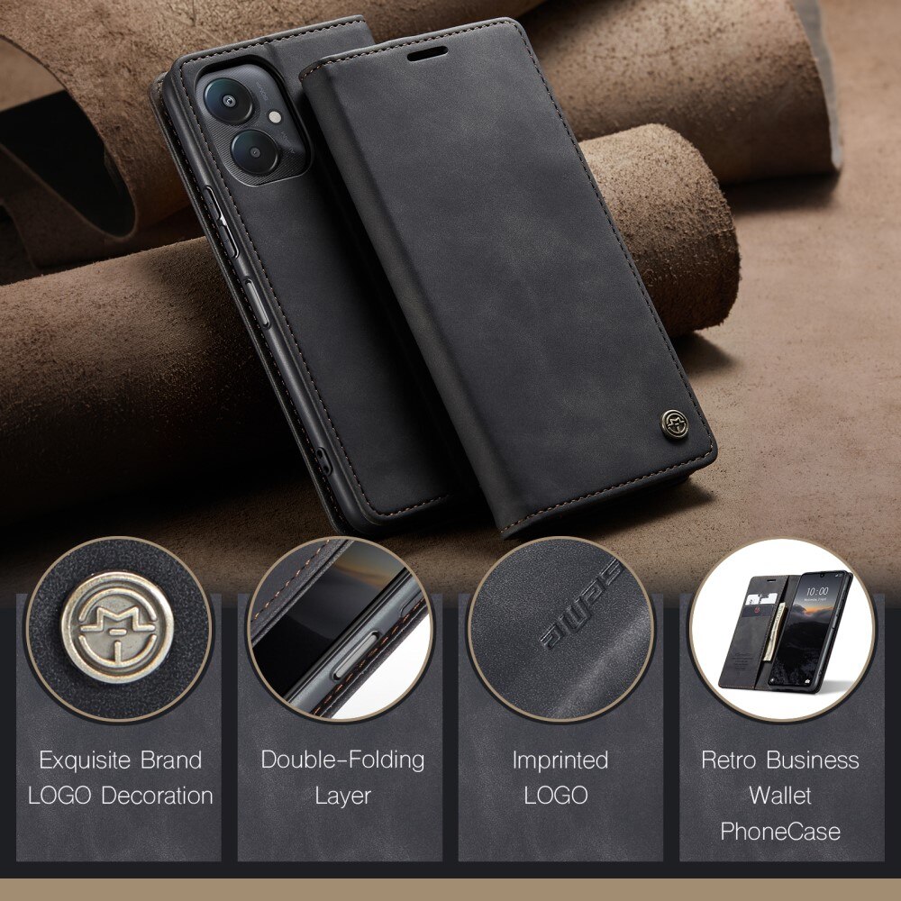 Étui portefeuille mince Xiaomi Redmi 13C, Noir