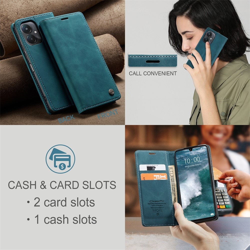 Étui portefeuille mince Xiaomi Redmi 13C, Bleu
