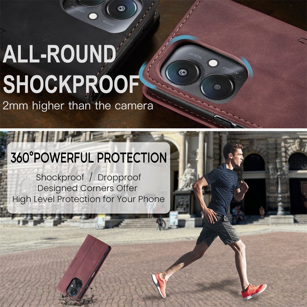Étui portefeuille mince Xiaomi Redmi 13C, Rouge