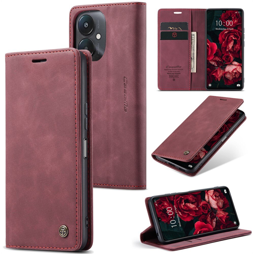 Étui portefeuille mince Xiaomi Redmi 13C, rouge