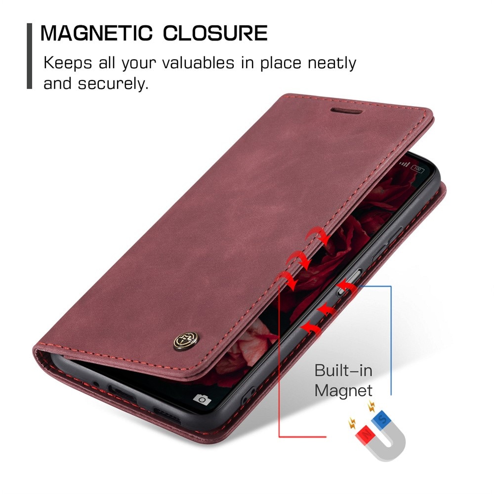 Étui portefeuille mince Xiaomi Redmi 13C, rouge