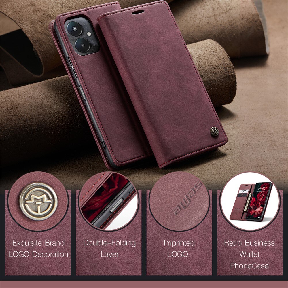 Étui portefeuille mince Xiaomi Redmi 13C, Rouge