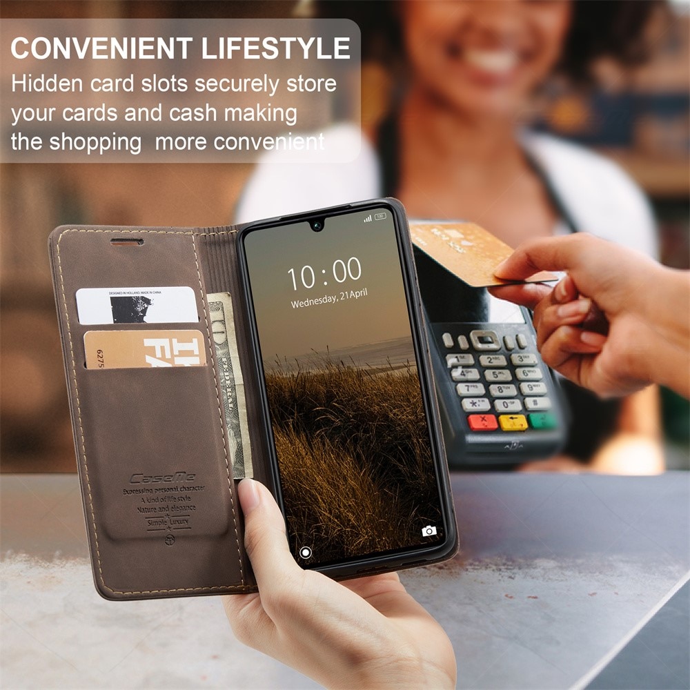 Étui portefeuille mince Xiaomi Redmi 13C, Marron