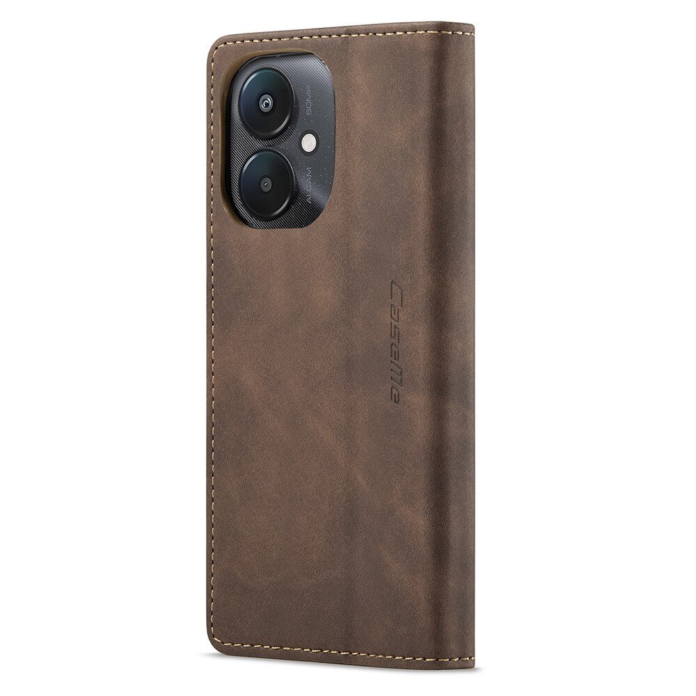 Étui portefeuille mince Xiaomi Redmi 13C, marron