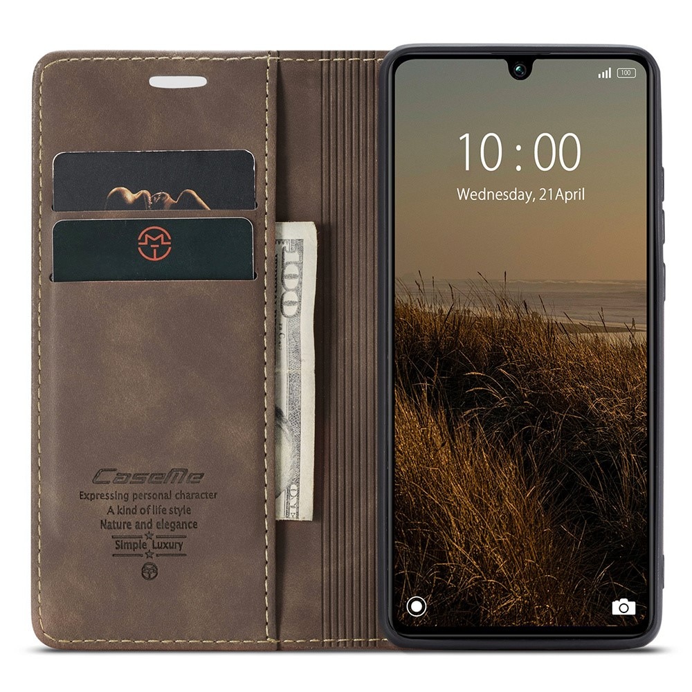 Étui portefeuille mince Xiaomi Redmi 13C, Marron