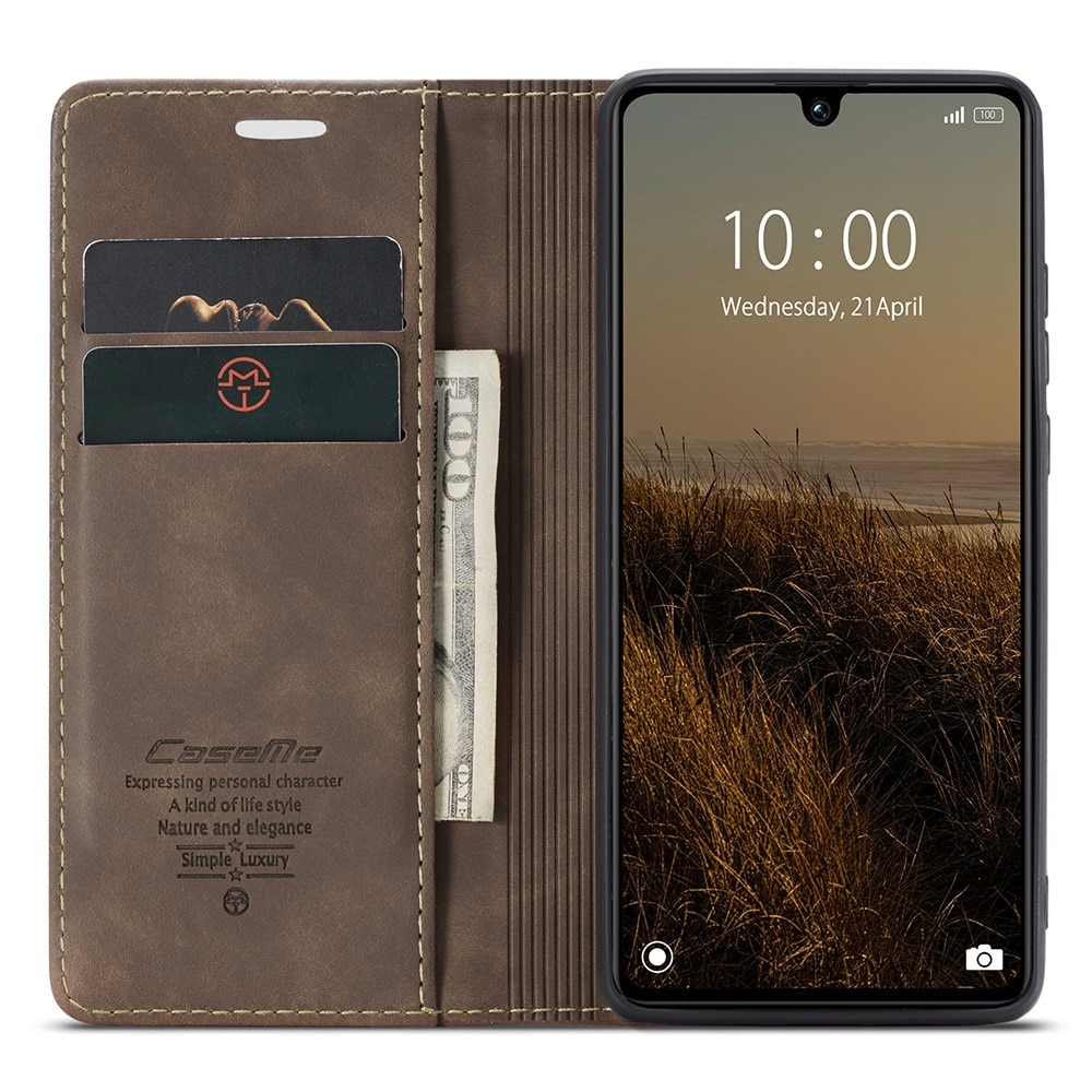 Étui portefeuille mince Xiaomi Redmi 13C, marron