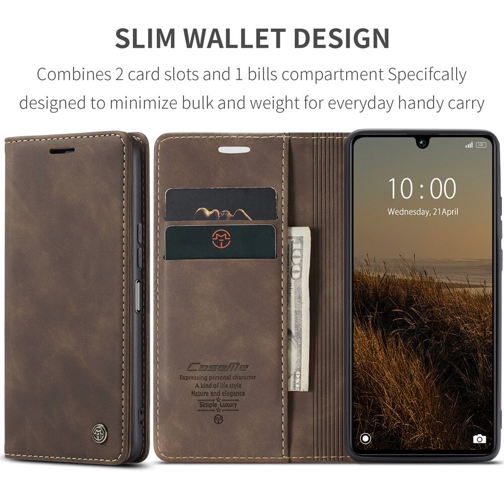 Étui portefeuille mince Xiaomi Redmi 13C, Marron