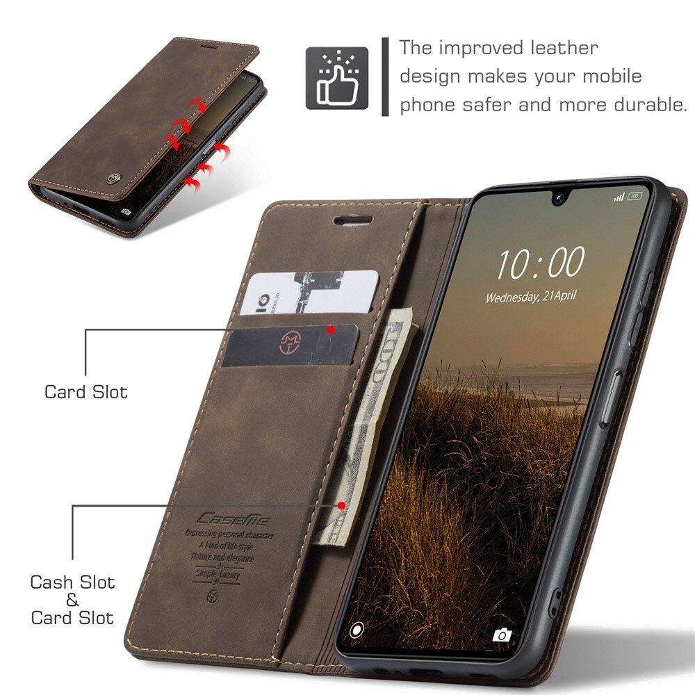 Étui portefeuille mince Xiaomi Redmi 13C, marron