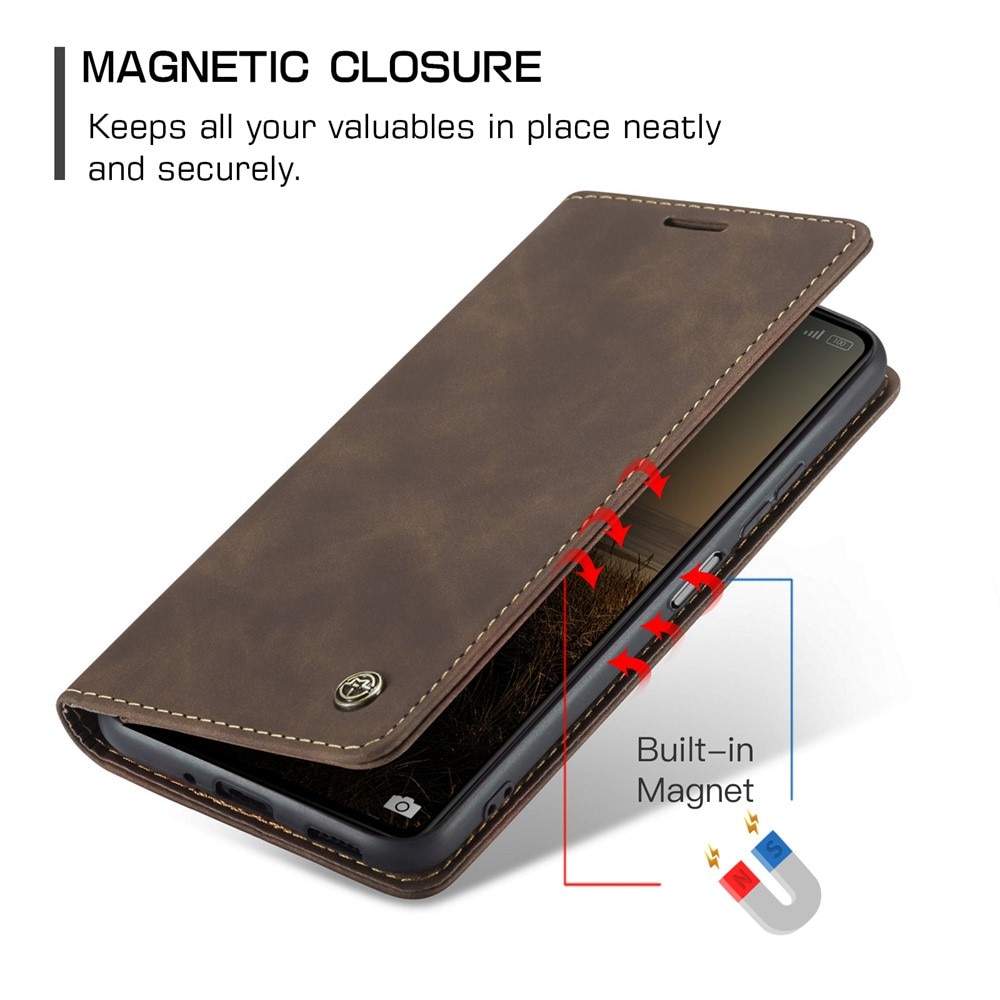 Étui portefeuille mince Xiaomi Redmi 13C, Marron