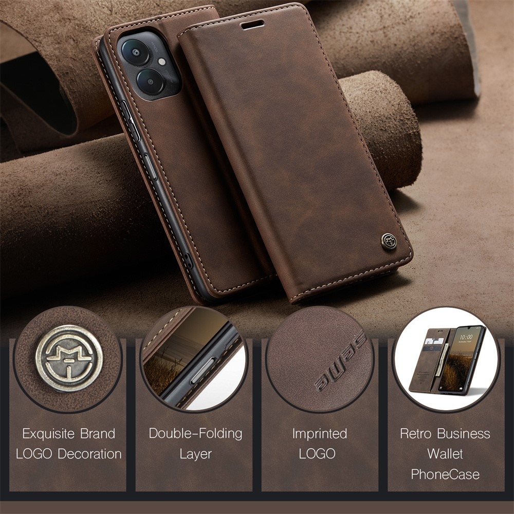 Étui portefeuille mince Xiaomi Redmi 13C, marron