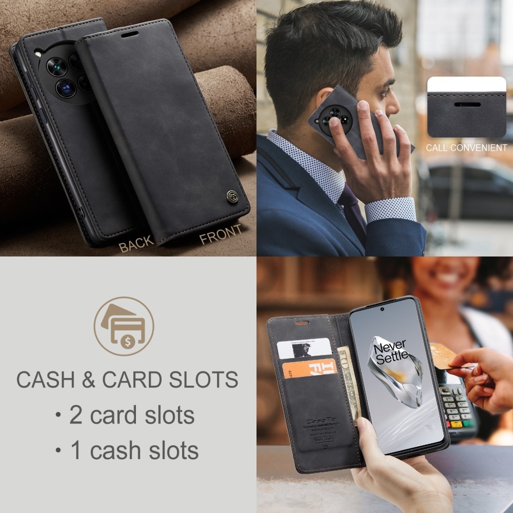 Étui portefeuille mince  OnePlus 12, Noir