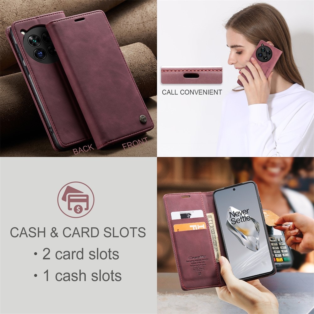 Étui portefeuille mince  OnePlus 12, Rouge
