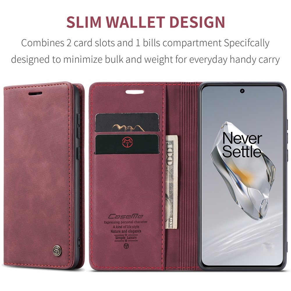 Étui portefeuille mince  OnePlus 12, Rouge