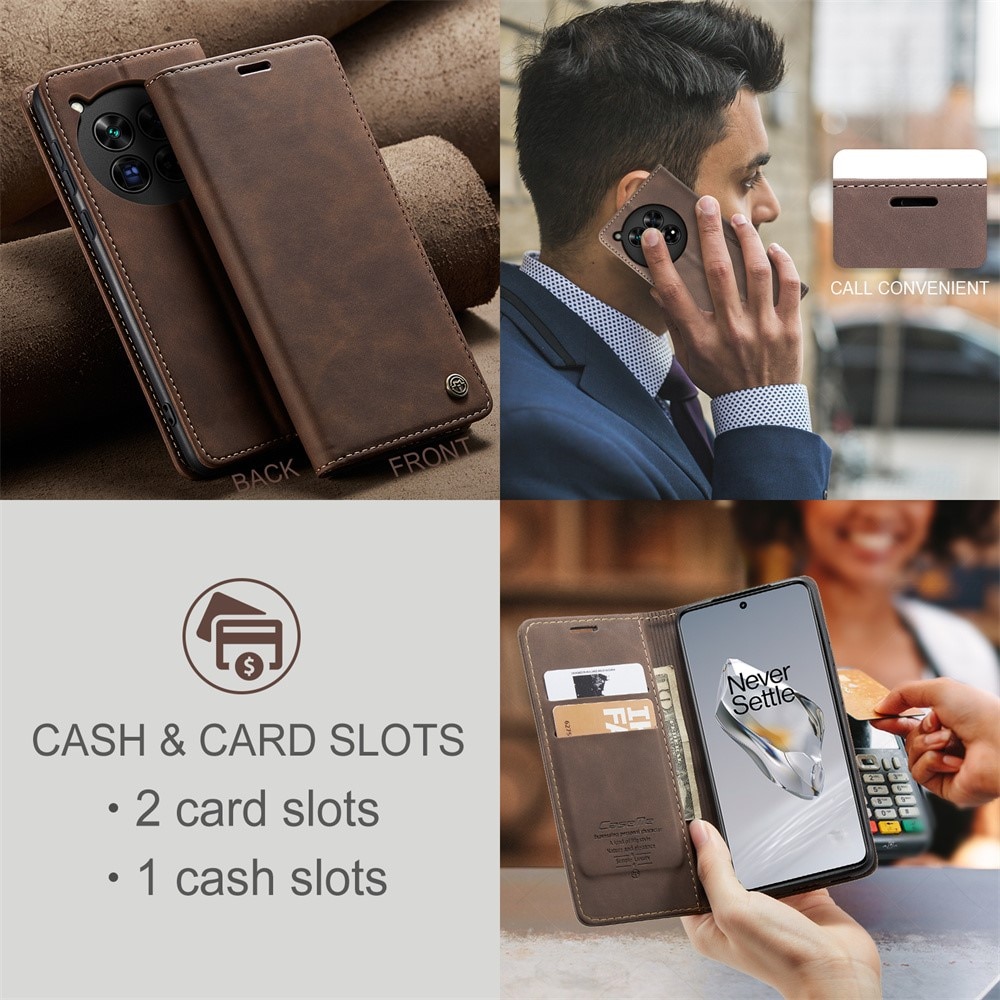 Étui portefeuille mince  OnePlus 12, Marron