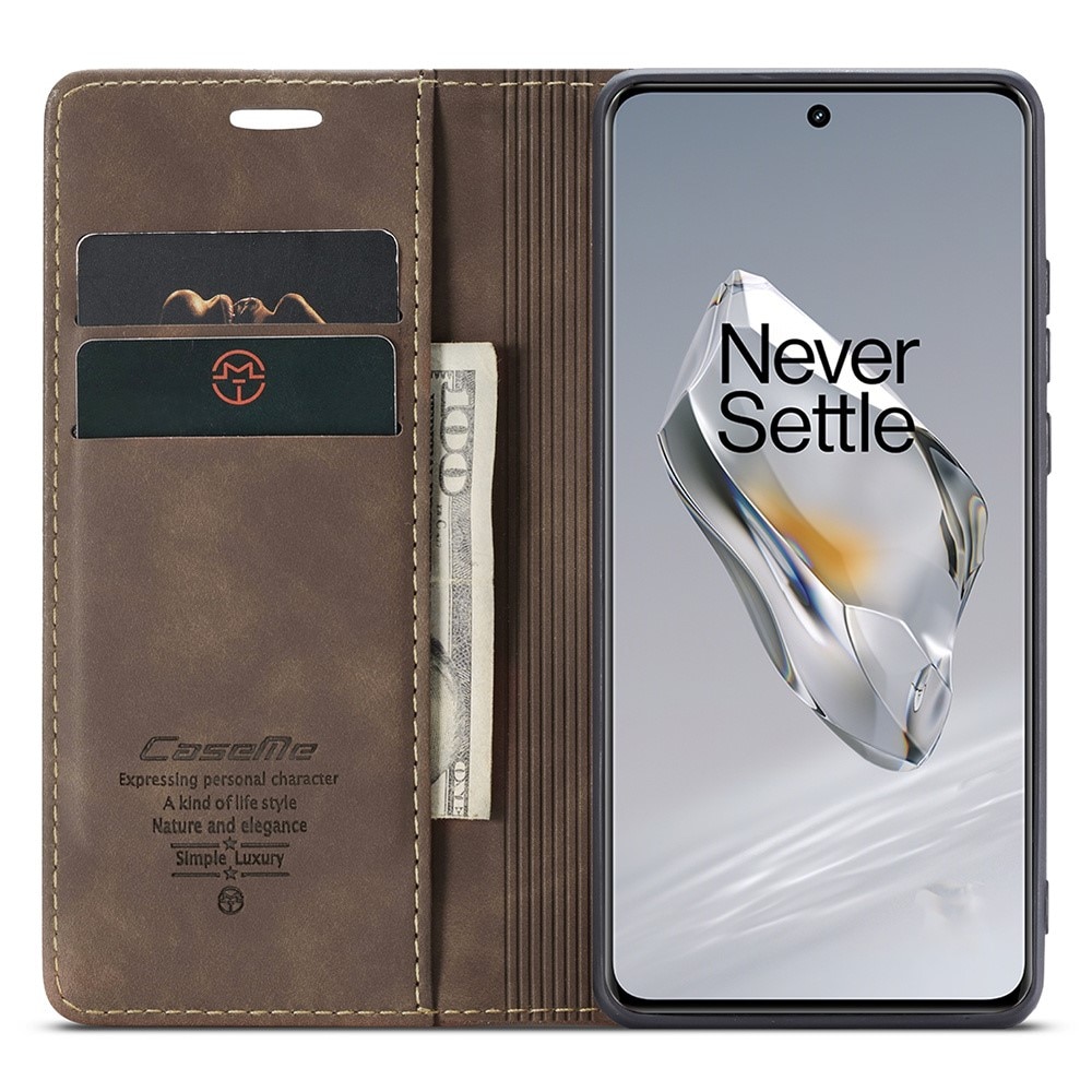 Étui portefeuille mince  OnePlus 12, Marron