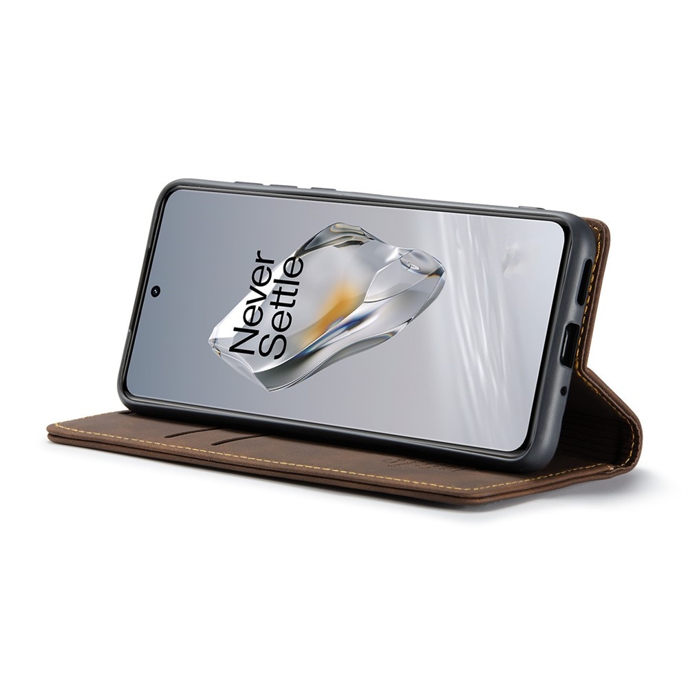 Étui portefeuille mince  OnePlus 12, Marron