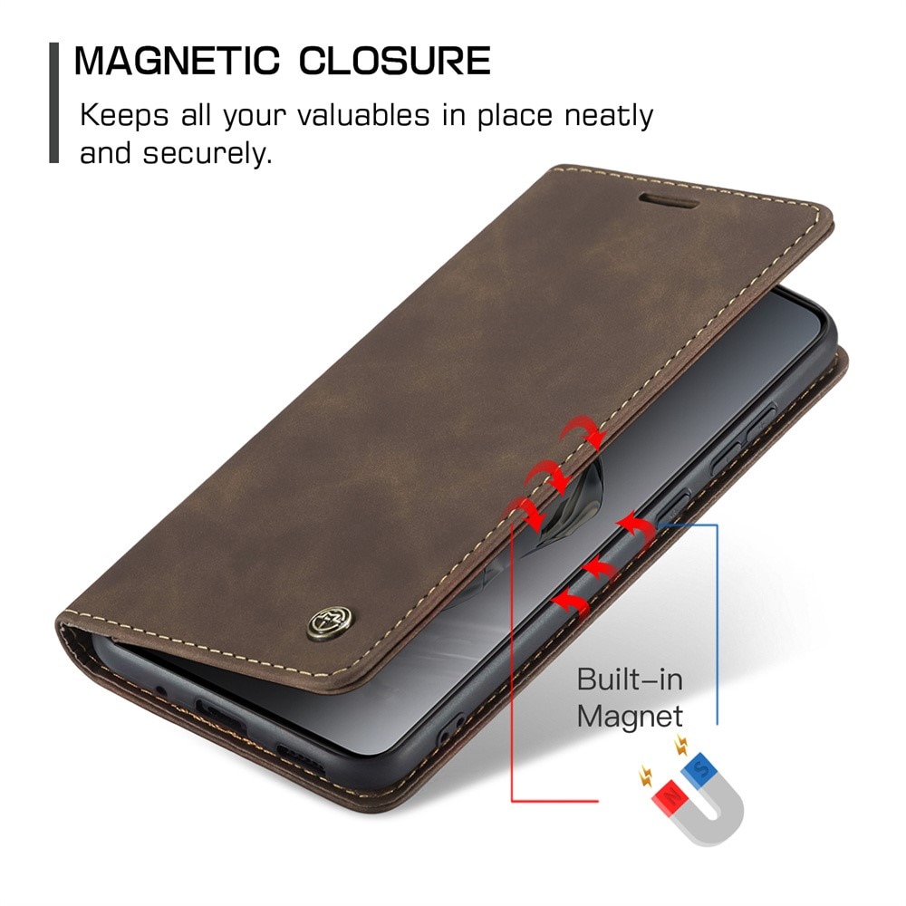 Étui portefeuille mince  OnePlus 12, Marron