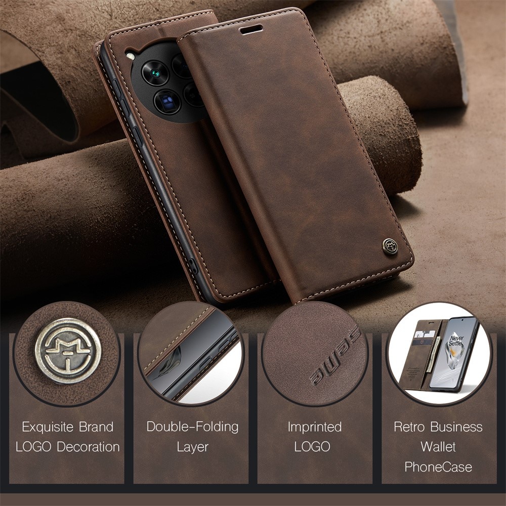 Étui portefeuille mince  OnePlus 12, Marron