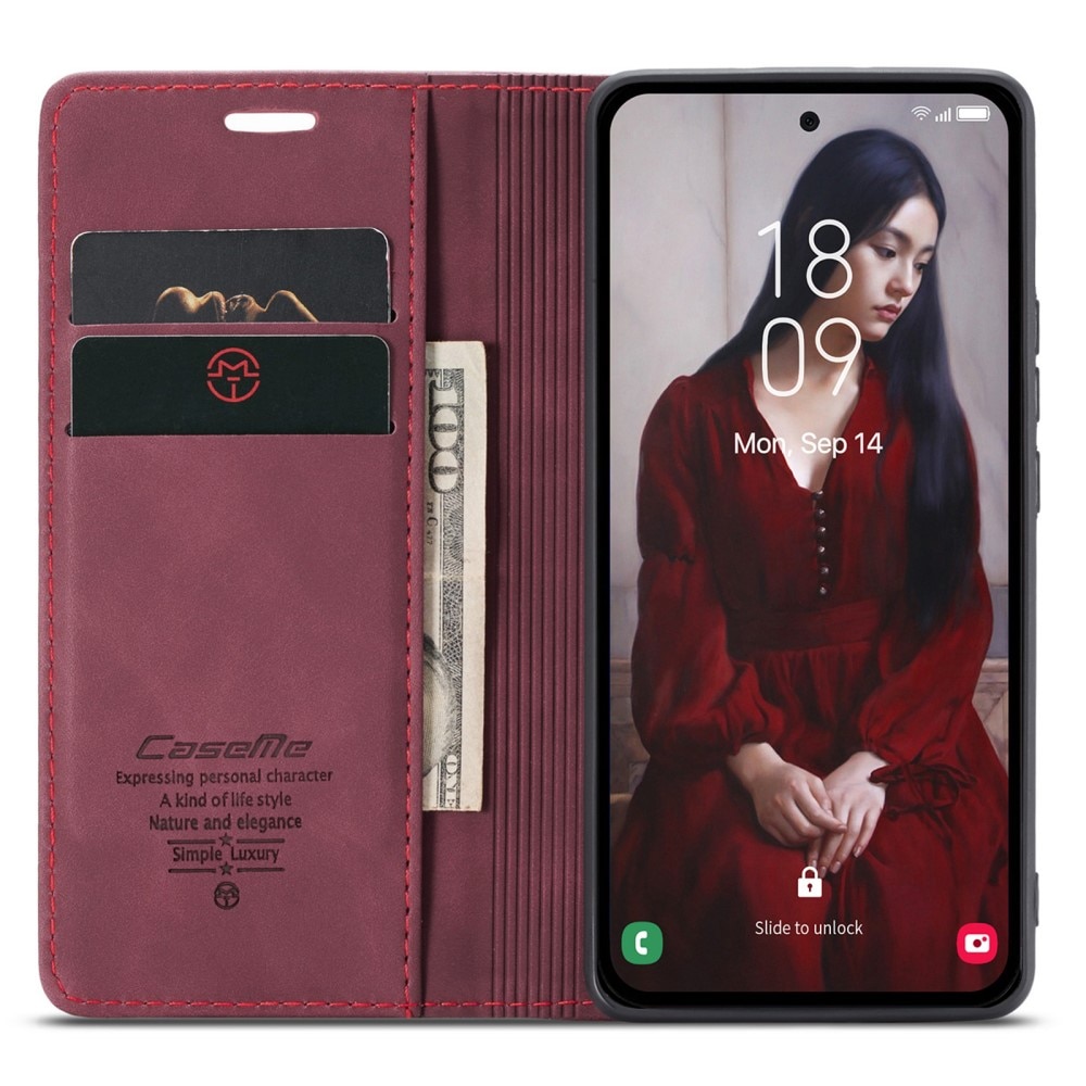 Étui portefeuille mince Samsung Galaxy A55, rouge