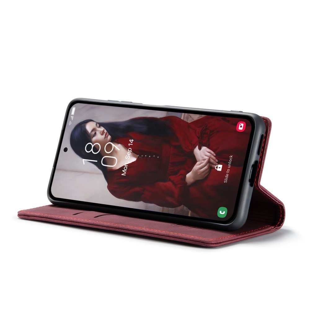 Étui portefeuille mince Samsung Galaxy A55, rouge