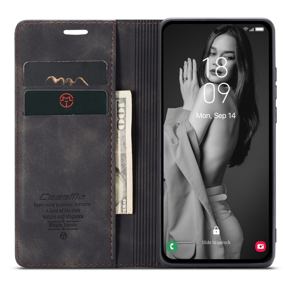 Étui portefeuille mince Samsung Galaxy A55, noir
