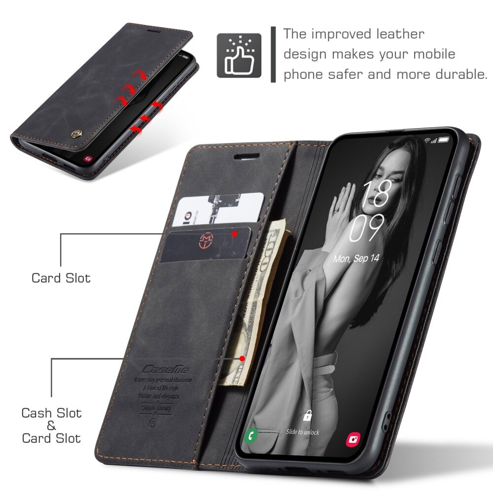 Étui portefeuille mince Samsung Galaxy A55, Noir