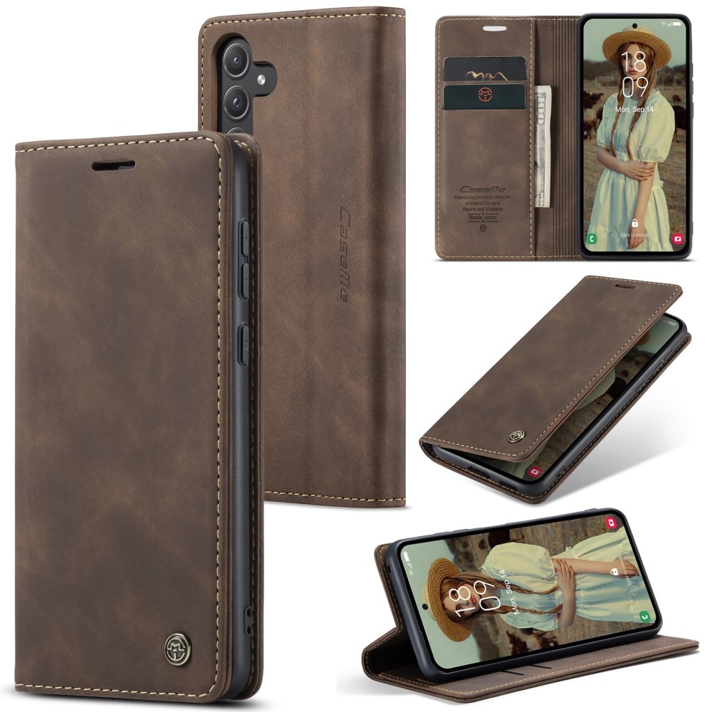 Étui portefeuille mince Samsung Galaxy A55, Marron