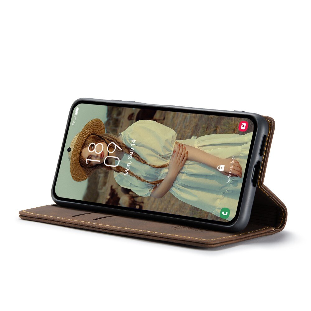 Étui portefeuille mince Samsung Galaxy A55, Marron