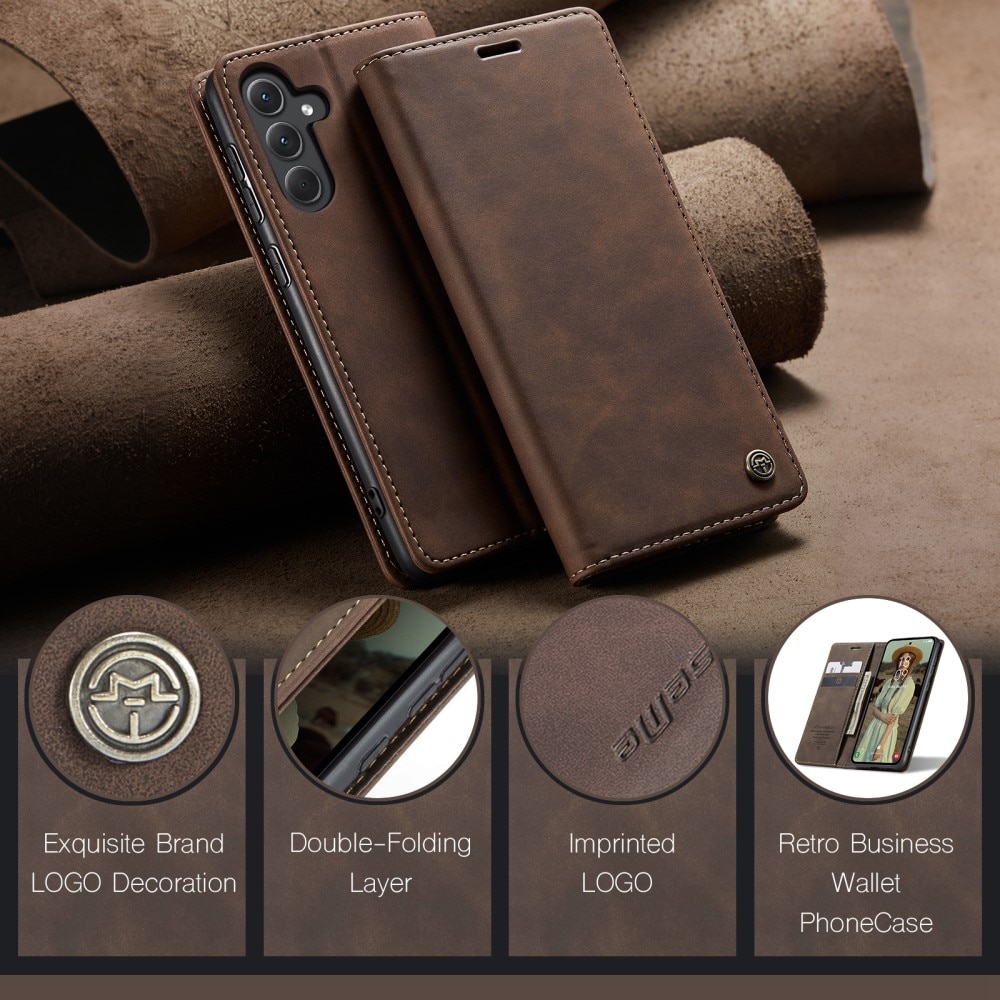 Étui portefeuille mince Samsung Galaxy A35, Marron