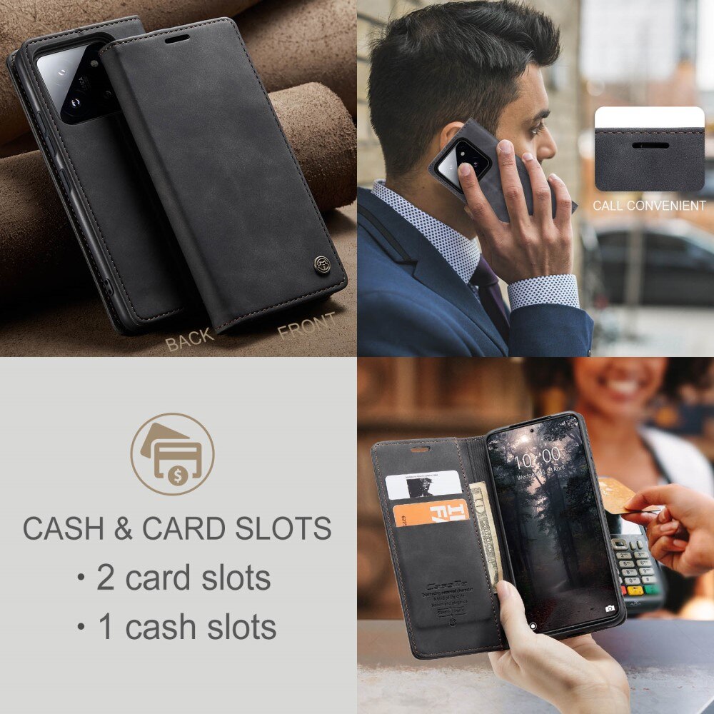 Étui portefeuille mince Xiaomi 14, Noir